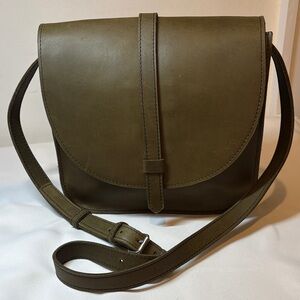 Made In Ethiopia Olive Leather Crossbody Bag